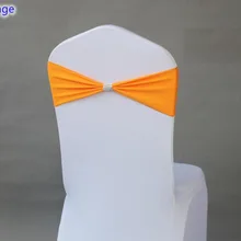 Оранжевый цвет Подвязка из спандекса для стула ленты для свадебных стульев с блестящей пряжкой на ремне в середине лайкра стрейч свадебное кресло створки