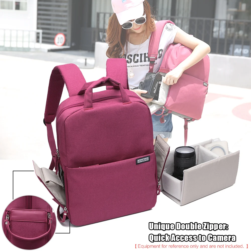 

Andoer Photo Bag for Nikon Canon Sony Pentax DSLR Camera Bag Waterproof anti-Shock Travel Video Shoulder Backpack w/ Rain Cover