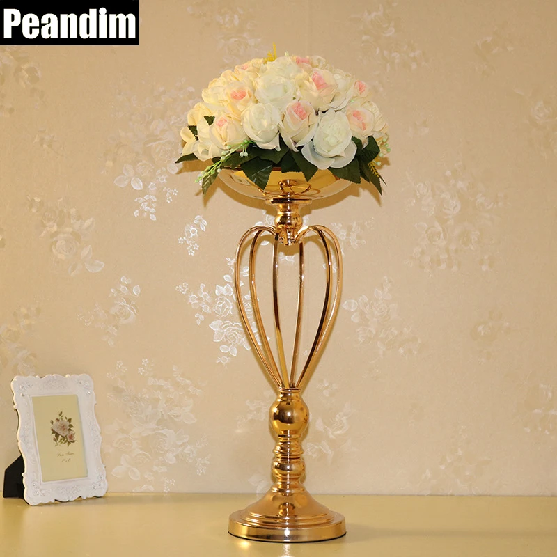 Flower Centerpiece Candle Holder : Peandim cm height metal candle holder wedding gold