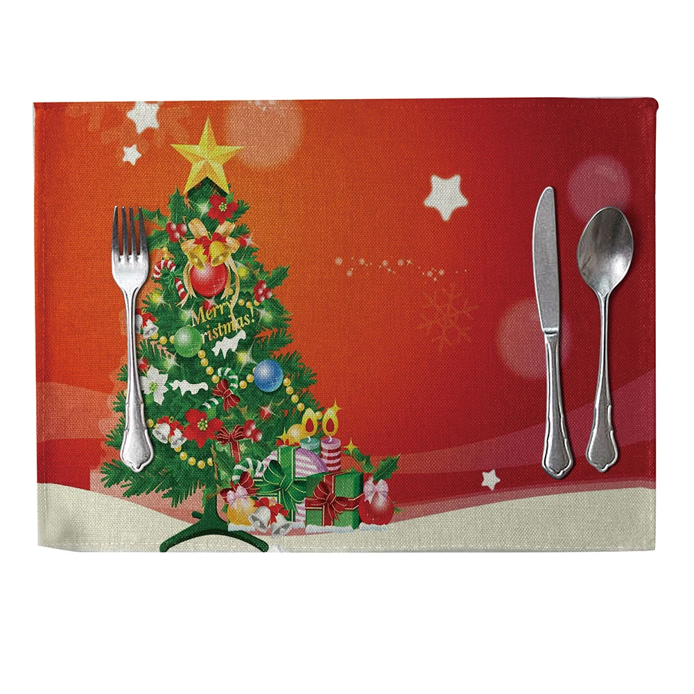 Christmas Tree Heat Insulation Mat Linen Placemat Kitchen Dining Table Decor Christmas Tree Heat Insulation Mat Linen Placemat Kitchen Dining Table Decor