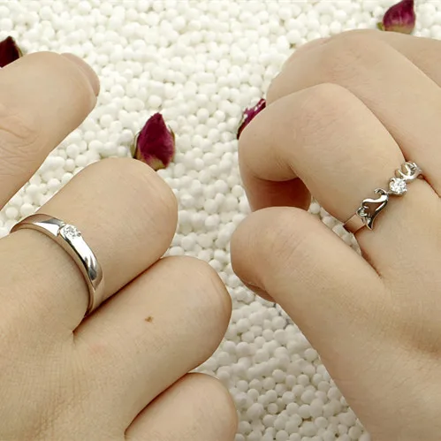 Moonso Solid 925 Sterling Silver Rings for Lovers Couple Set Men and Women Promise Wedding Rings for Couples R151