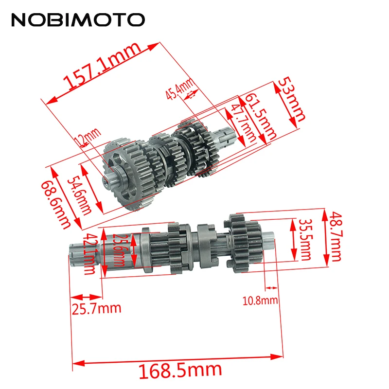 Мотокросс обратная передача 4+ 1 главный вал Счетчик вал коробка передач для всех китайских CG250 обратная передача 4+ 1 двигатели ZB-136