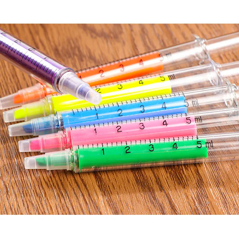 FayOK 6Pcs/Set Cute Stationery Needle Tube Syringe Highlighter Marker Nite Writer Pen Fashionable School Office Supplies FayOK 6Pcs/Set Cute Stationery Needle Tube Syringe Highlighter Marker Nite Writer Pen Fashionable School Office Supplies