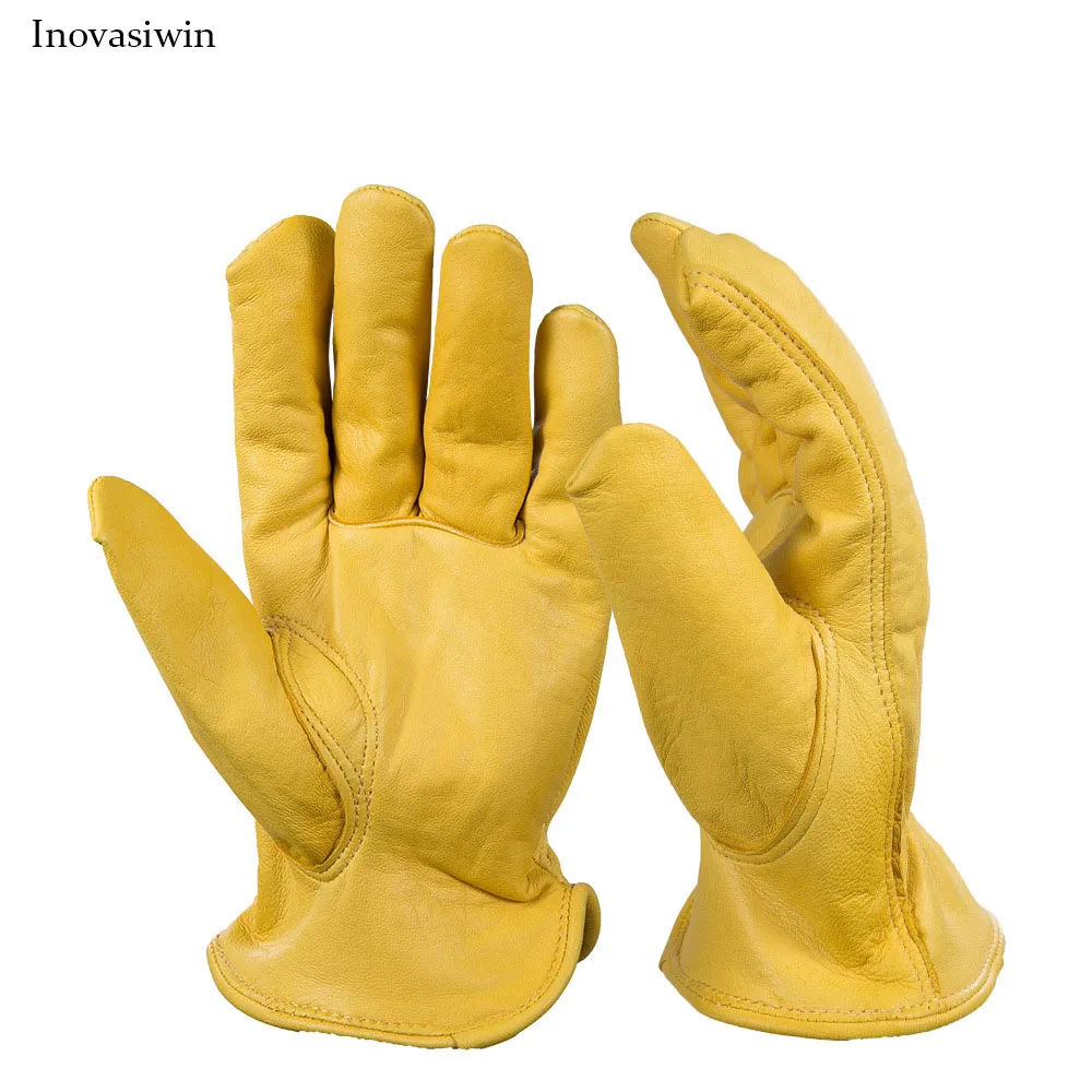 Sheepskin Driver Gloves Protective Labor Insurance Handling Full Leather Gardening Gloves 