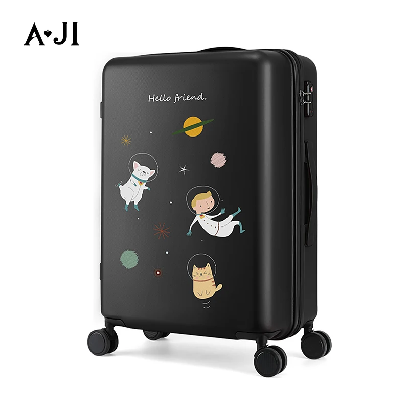 AJI космический чемодан для путешествий Caprry Ons на колесиках немой Спиннер колеса TSA