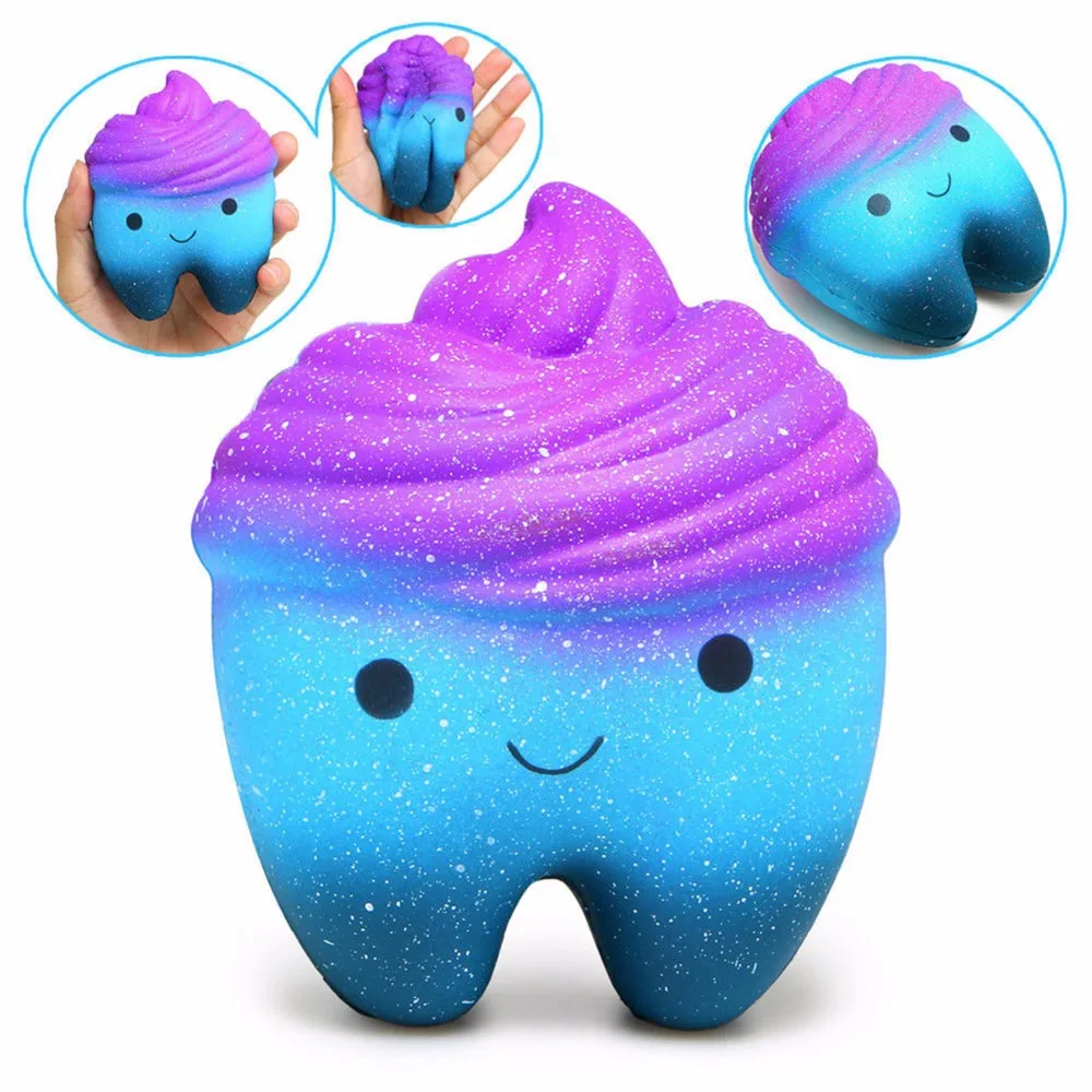 12 см мультфильм Galaxy зуб торт из искусственной кожи мягкими игрушками Джамбо усмешки замедлить рост дети анти-strss мягкий Squeeze детские