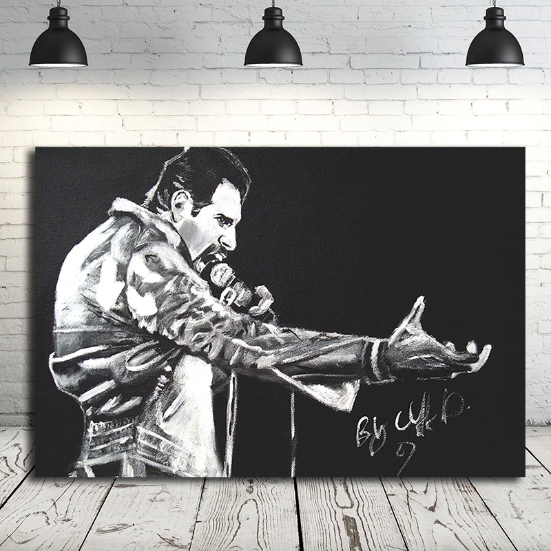 Freddie Mercury Of Queen Band черно белый художественный плакат на холсте живопись Настенная
