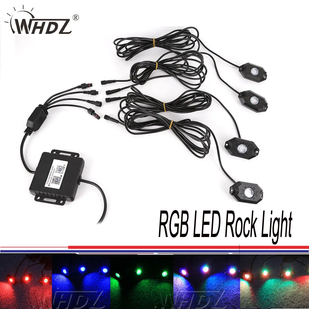 Hot Multi color CREE RGB LED Rock Light Kits with Bluetooth Cell Phone Wireless Remote Control