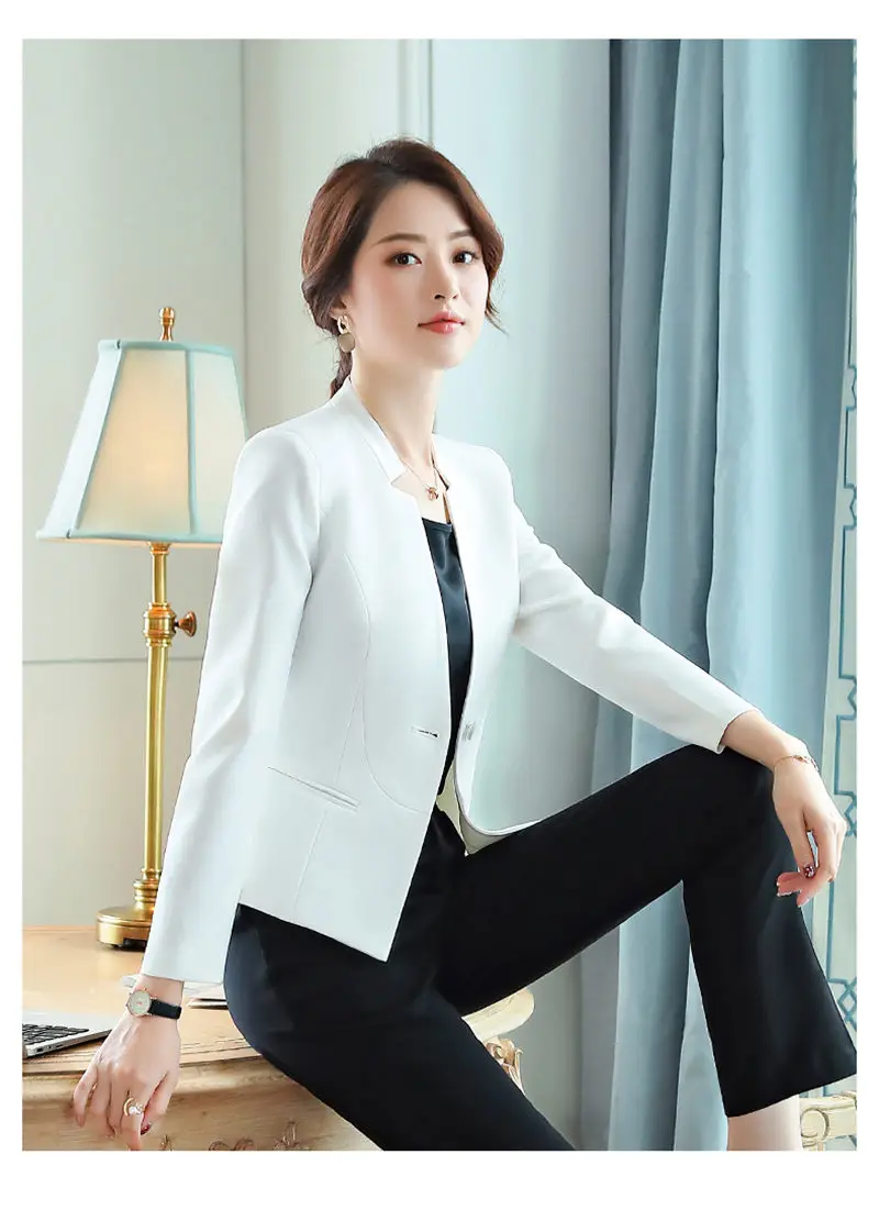 Черный белый маленький пиджак женский длинный рукав весна осень новая профессиональная одежда одна пуговица женский короткий Блейзер LQ693