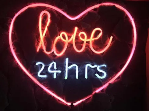 Custom Love 24 Hours Glass Neon Light Sign Beer Bar