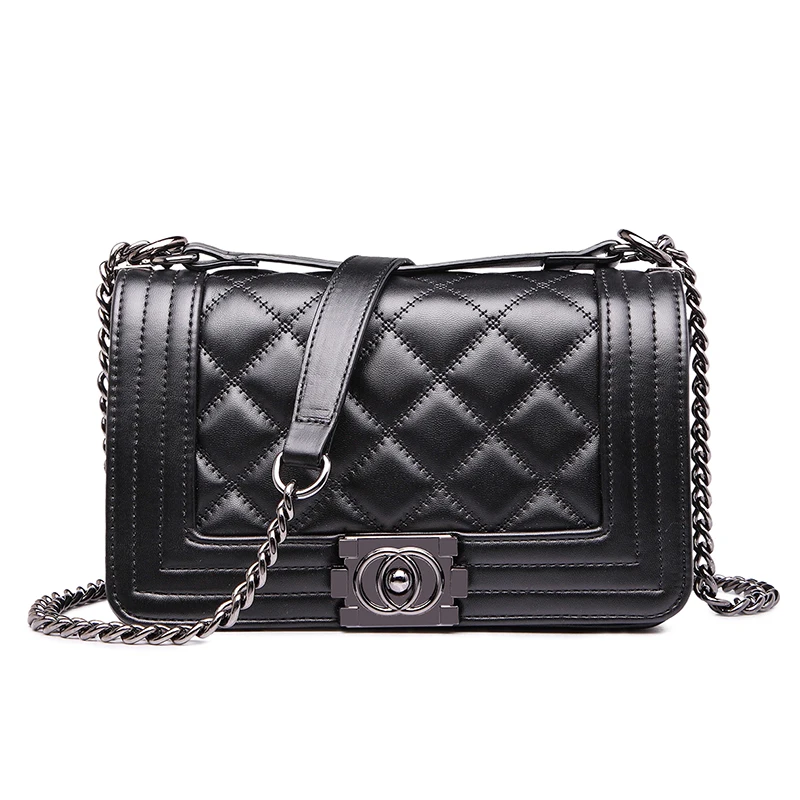 

black diamond lattice bags female party crossbody chain bag plaid handbag quilted sac a main femme women leather handbags Hot