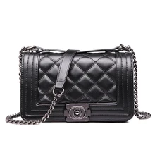 Schwarz diamantgitter taschen weibliche party crossbody kette tasche plaid handtasche quilted sac ein haupt femme frauen leder handtaschen Heißer