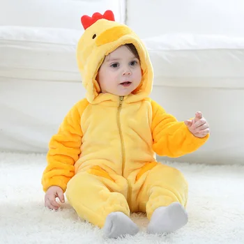 

New baby jumpsuit collar fleece newborn yellow baby onesie BR-1866