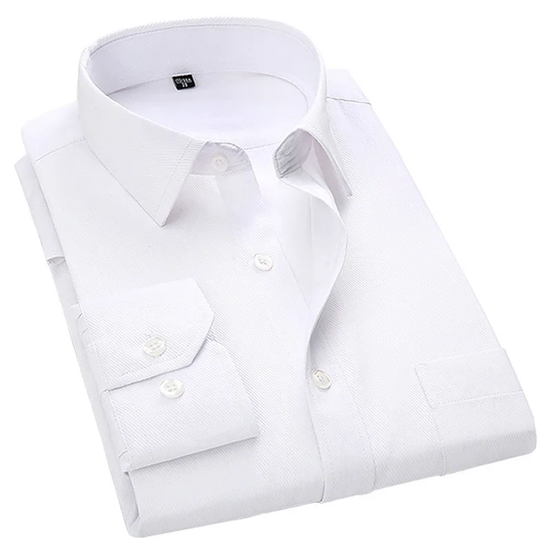 Online 4XL 5XL 6XL 7XL 8XL tamaño grande de los hombres de negocios Casual Camisa de manga larga blanco azul negro inteligente masculino camisa de vestir Social más