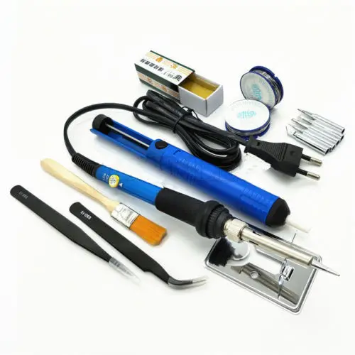 

110v 220v 60w Adjustable Temperature Electric Soldering Iron Kits Tips Portable Welding Repair Tool Set Tweezer Solder Wire
