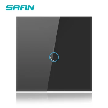 

SRAN UK sensor switch，170-250V black crystal tempered glass panel 86mm*86mm multicolor 1gang 1way touch switch