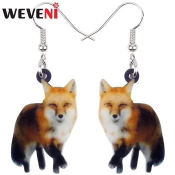

WEVENI Acrylic Unique Walking Fox Lowrie Earrings Big Long Dangle Drop Fashion Jewelry For Women Girls Teens Animal Charms Gift