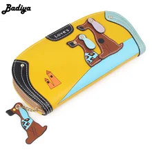 Fashion Cute Long Wallet Women PU Leather Cartoon Dog Bag Lady Clutch Phone Case Puppy Zipper
