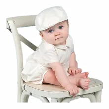 Bbwowlin для новорожденных комплект одежды для маленьких мальчиков на крестины благодарения наряд для мальчика белый комбинезон с Кепки Рождественская одежда 013