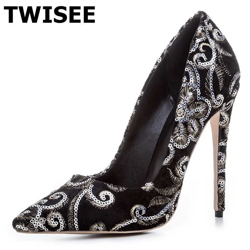 

TWISEE Shoes Woman 12Cm High Heels Women Pumps Stiletto sapatos feminino Women's Shoes Pointed Toe High Heels Wedding Shoes