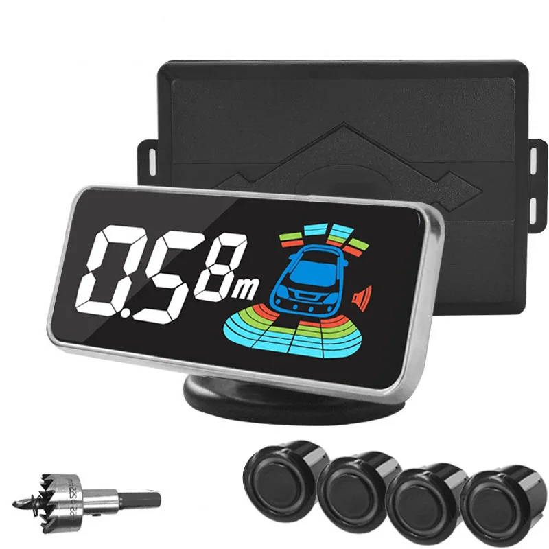 

Car Parking Sensors 4 Sensor Auto Reversing Radar Parking Monitor Smart Dual-core Reverse Sensor Detector Alarm Systems Security