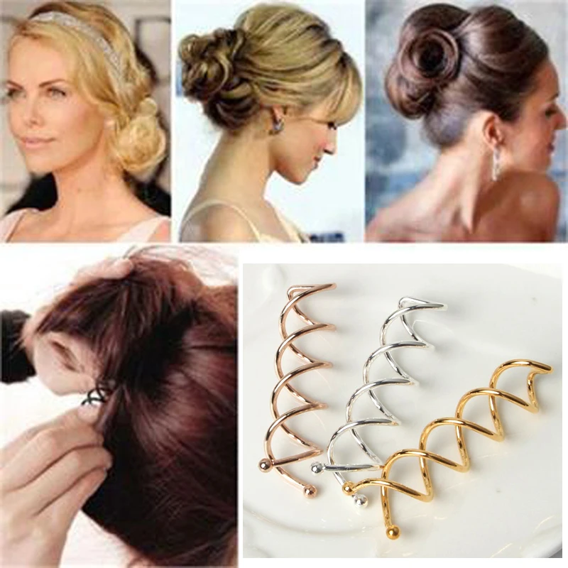 5 шт., женские металлические заколки для волос, спиральные шпильки, заколки для волос, парикмахерские аксессуары, инструменты для укладки волос
