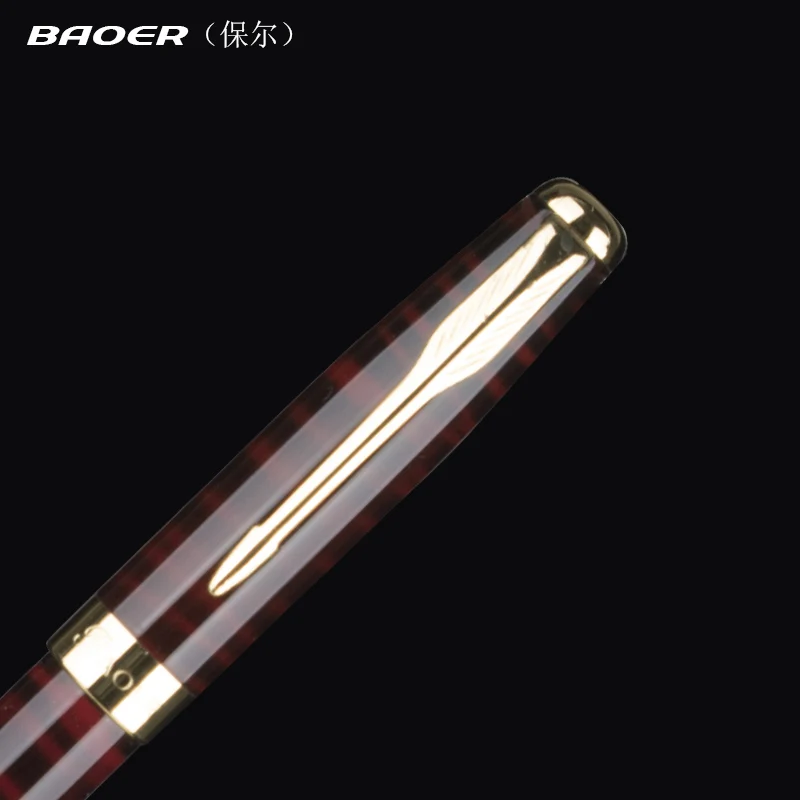 BAOER 388, Классическая деловая перьевая ручка из нержавеющей стали, средний перьевой наконечник, новинка, серебряная, золотая отделка, M перо