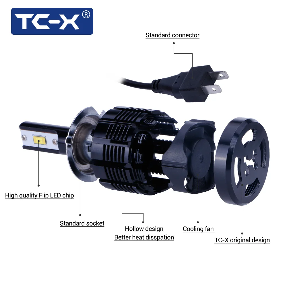 TC-X С умной системой контроля температуры лед лампочки светодиодные лампы для авто H1 H8/H11 HB3/9005 HB4/9006 H4 H27 /880 12В для рефлекторной оптики