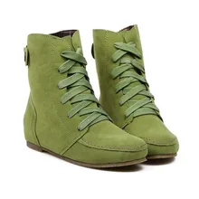 Motorcycle Boots For Woman Ladies Spring Autumn With Lace Up Flat Heel Nubuck Leather Round Toe Shoes Chaussure Femme 2016