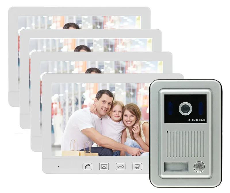 

ZHUDELE Large 10.1" Wired Video Door Phone System Visual Intercom Doorbell with 1*1024x600 Monitor + 1*700TVL Outdoor CCD Camera