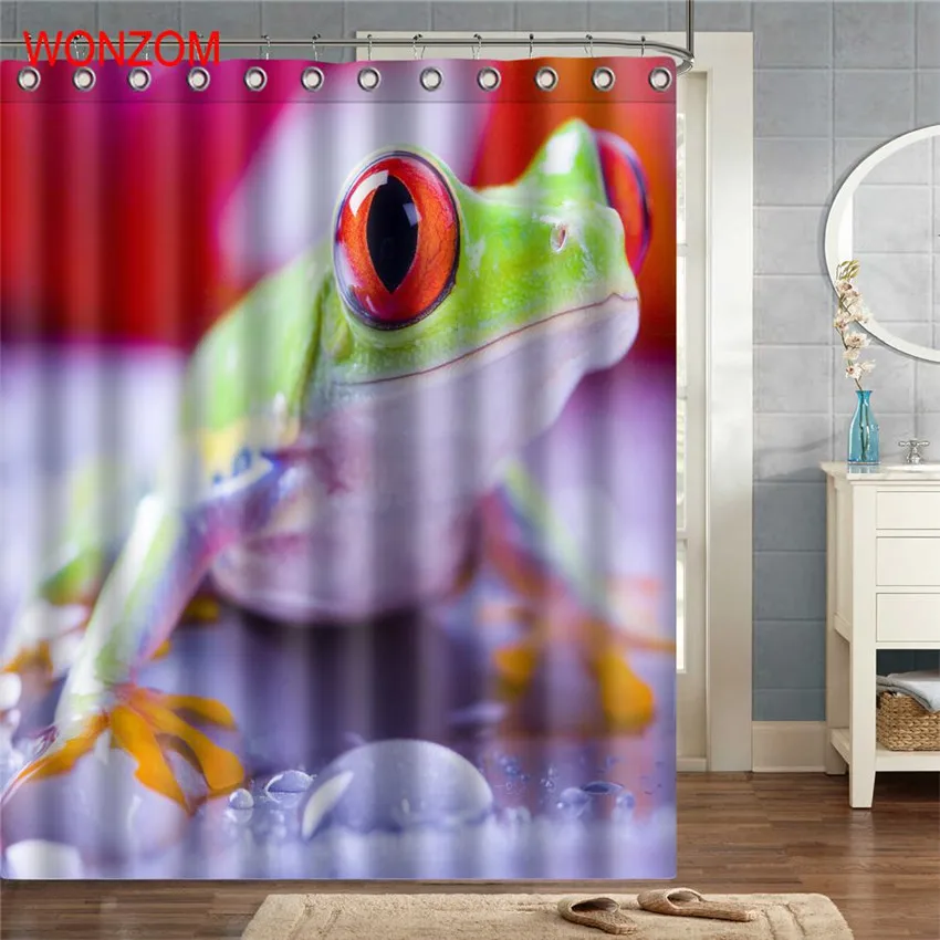 WONZOM желтая утка полиэстер ткань занавеска для душа лягушка Ванная комната Декор водонепроницаемый собака Кортина де Бано с 12 крючками подарок - Цвет: 18676