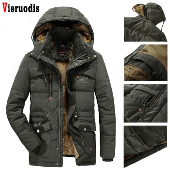 

Thick Men Warm Parka Fleece Fur Hooded Men Military Jacket Coat Plus size 6XL 7XL 8XL Pockets Windbreaker Jacket Winter Jacket