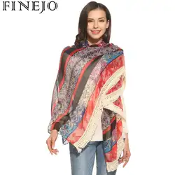 FINEJO Новое поступление 2018 Мода Boho ацтеков племенных цветочный геометрический женский шарф с кисточками Красивый узор длинные хорошее