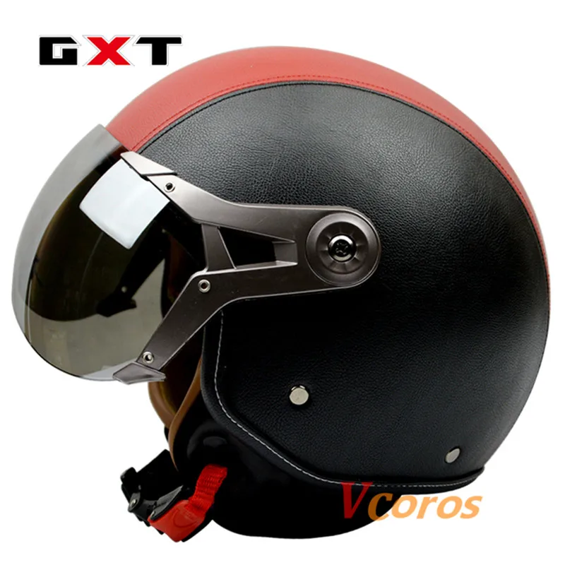GXT мотоциклетные шлемы из натуральной кожи, винтажные мужские и женские шлемы air force jet, Ретро шлем M, L, XL