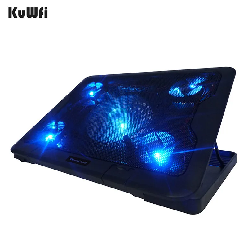 

KuWfi 5 LED Fans Laptop Cooling Fans 6 Steps Adjustable Plastic Notebook Cooling Pad Designed For 15.6 Inch And Below