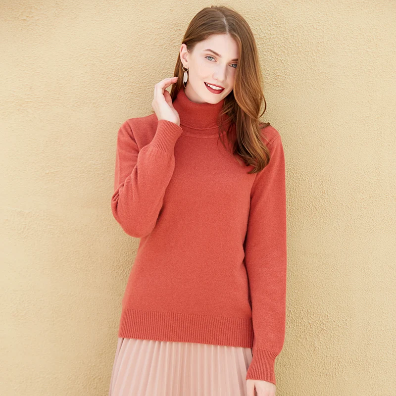 LHZSYY Autumn Winter New Women's Pure Cashmere Sweater High Lapel Slim Soft Warm Solid Shirt Knit Pullover Short Female Sweaters