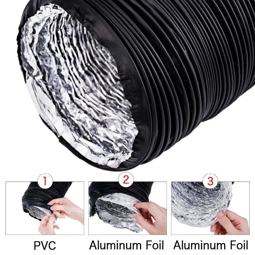 10m 4-8inch Ventilation Flexible Aluminium Inline Duct Fan Hose Ducting Tube Fan Adjustable Round Pipe for Home Extractor Fan