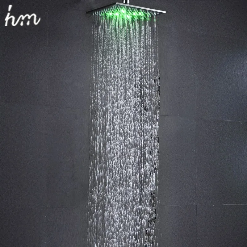 LED Shower Rain Shower Head Brass 8''10''12'' Power By Water Color Blue Green Red(Change By Temperature)Bathroom Led Shower  (7)