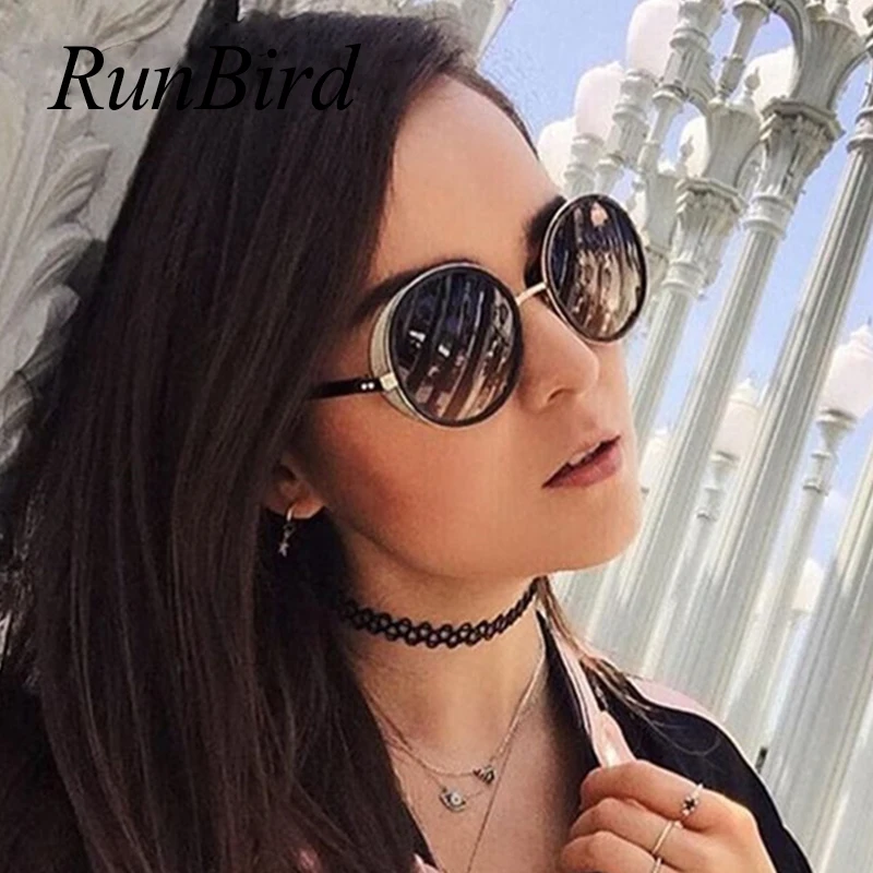 RunBird стимпанк Ретро Покрытие Женские винтажные Круглые Солнцезащитные очки для