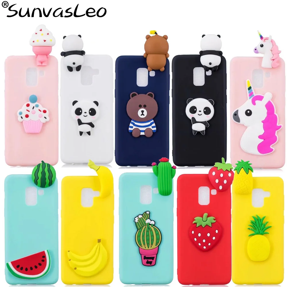 

For Samsung Galaxy A8 2018 / A5 2018 Phone Case 3D Unicorn Ice Cream Soft Silicone Back Cover Cartoon Shell Skin Fundas Coque