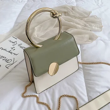 

Fashion designer design metal knotted leaves magnetic buckle handbag women's new 2019 chain wild shoulder messenger bag