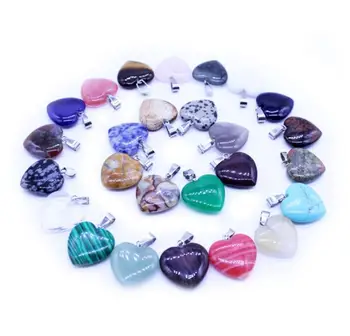 

diy pendant Natural stone heart shape necklace crystal pendant mix color