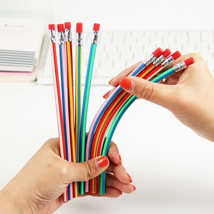 Details about   40 x Soft Flexible Bendy Pencils Smile Erasers Magic Bend Kids Children School 