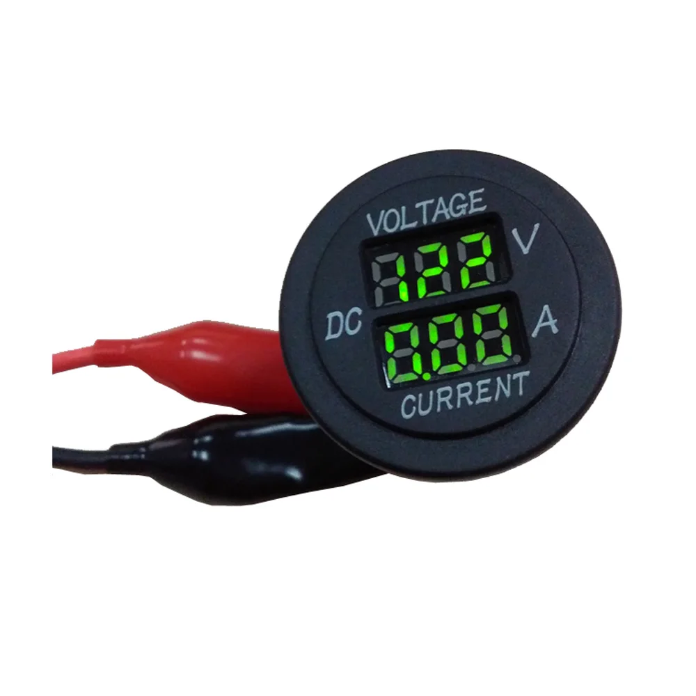12V LED Display Voltmeter Universila Digital Volt Meter Gauge Waterproof Round Panel for Boat Marine Vehicle Motorcycle Truck Atv Utv Car Camper Caravan