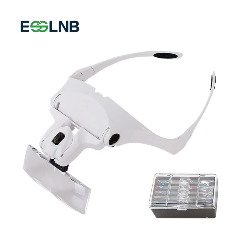 

Bracket Loupe 1.0X 1.5X 2.0X 2.5X 3.5X 5 Lens Headband Magnifying Glass Magnifier With LED Magnifying Glasses Creative