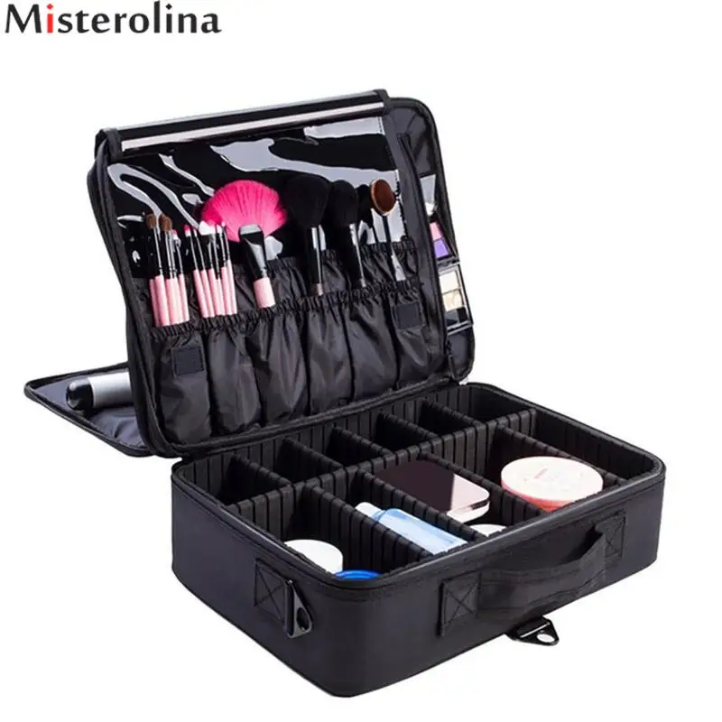 

Misterolina Portable Oxford Waterproof Large Capacity Makeup Bag Makeup Tools Cosmetics Travel Case With Compartments HWZ7291