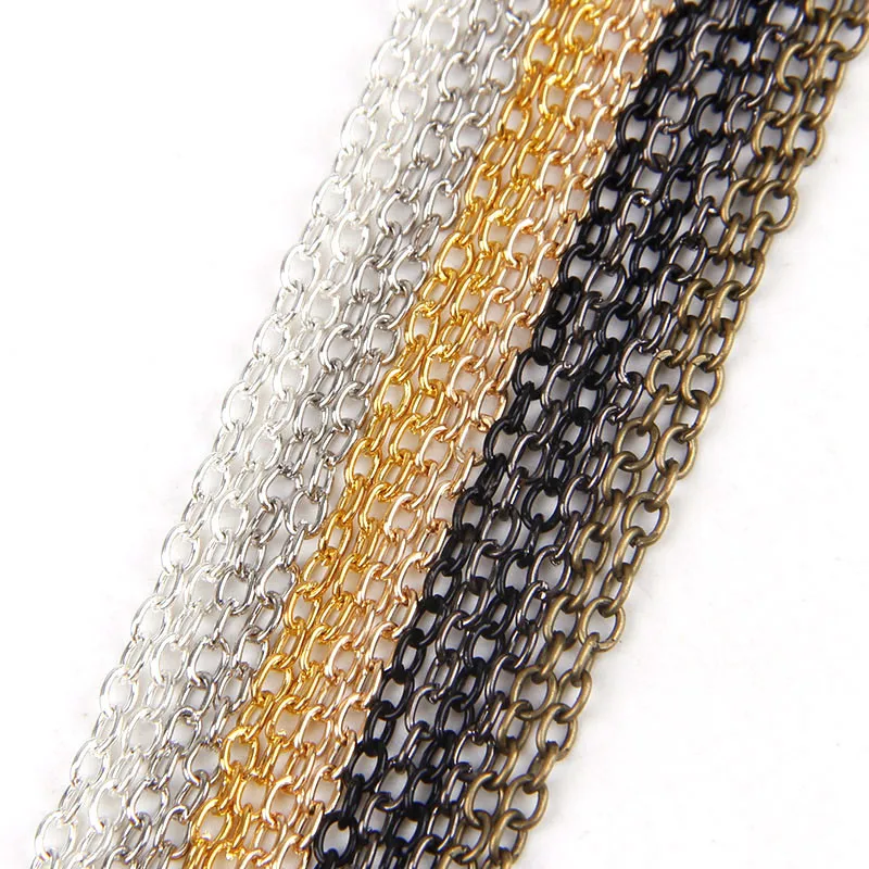 5m/lot 0.6x3x2mm Iron Necklace Chains 7colors Bulk Rolo For Bracelets Jewelry Diy Making Open Link Metal Findings | Украшения и