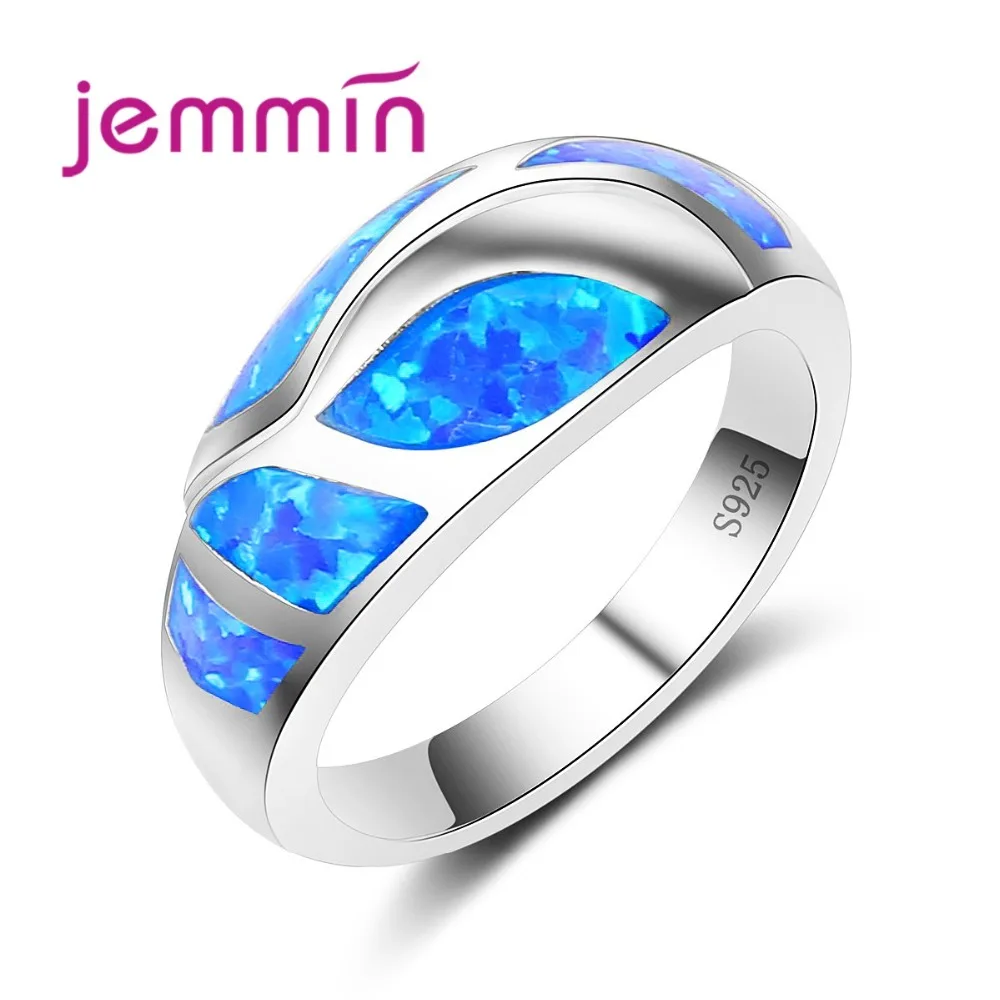 

Jemmin New Round Cut Convexity Shape Leave and Geometric Opal Stone High Quality 925 Sterling-Silver-Ring for Women Party