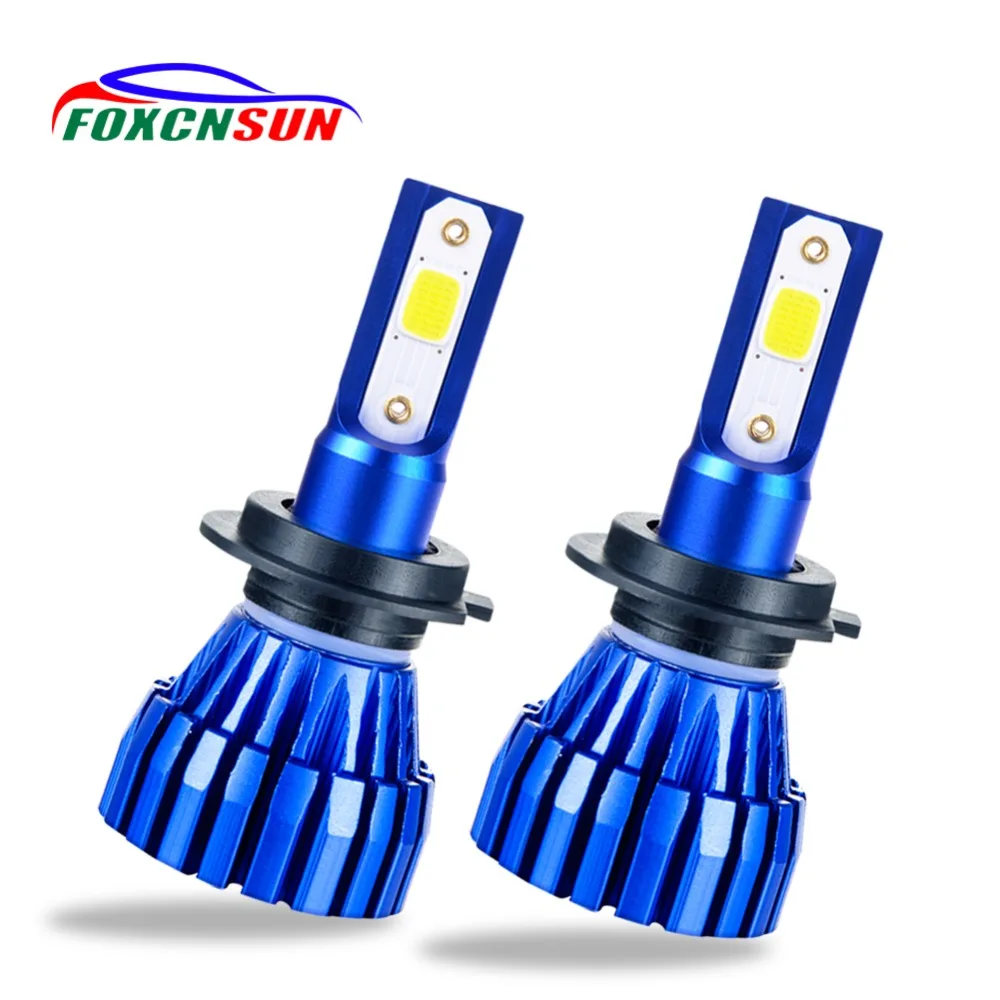 Foxcnsun 2 шт. мини 6500K 4300K 5000LM COB H1 H4 LED H7 автомобильные фары 50 Вт Hi Lo H8 H11 led 12V лампочки