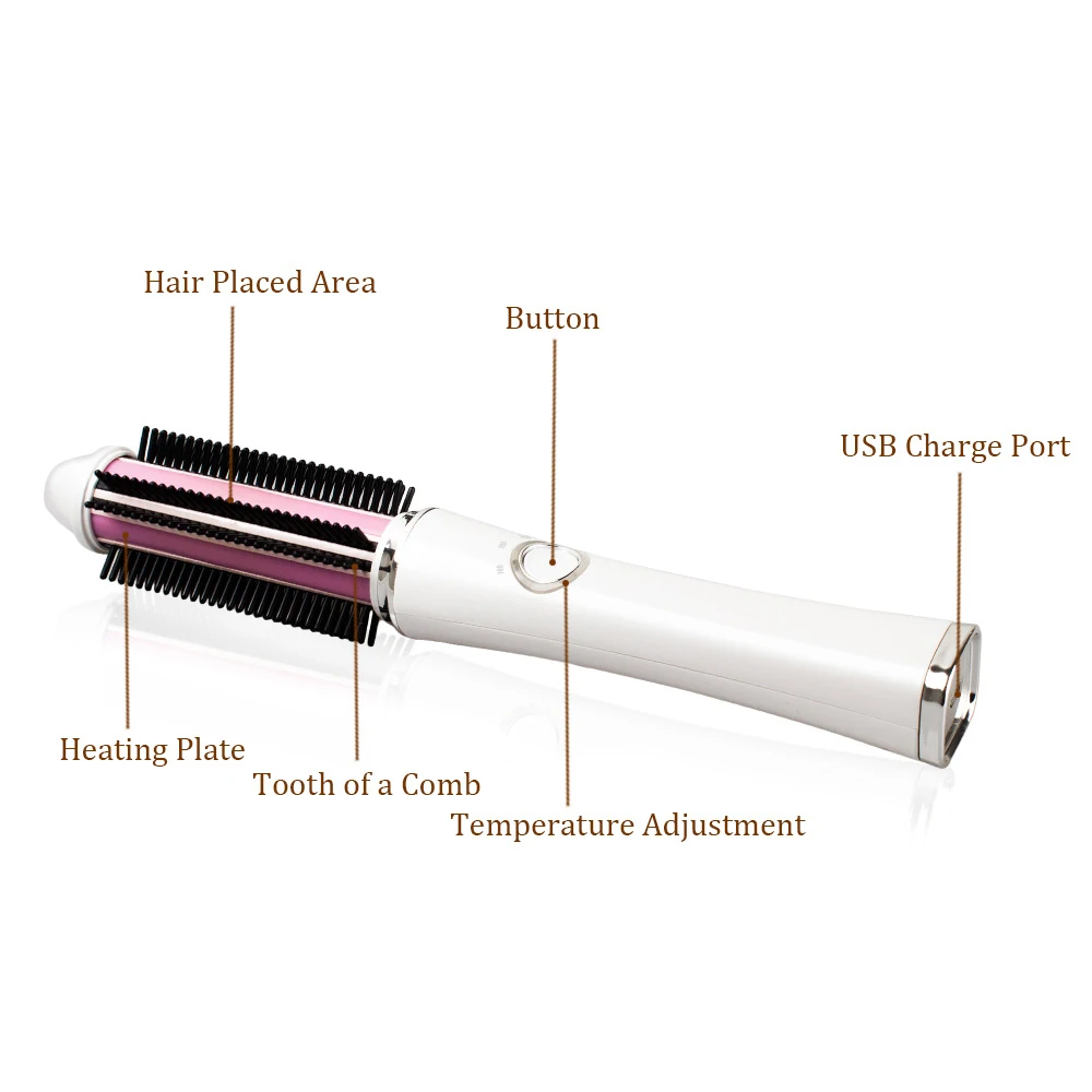 Gladay USB portable wireless charging hair curling professional Ceramic coating hair curler iron Hair Curl Styling Tool